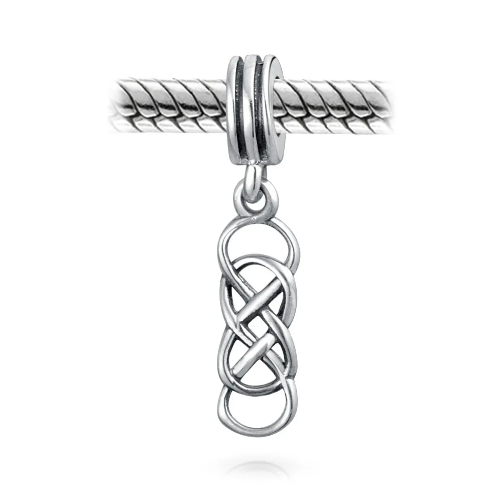 Celtic Love Knot Infinity Trinity Cross Dangle Bead Charm .925 Silver