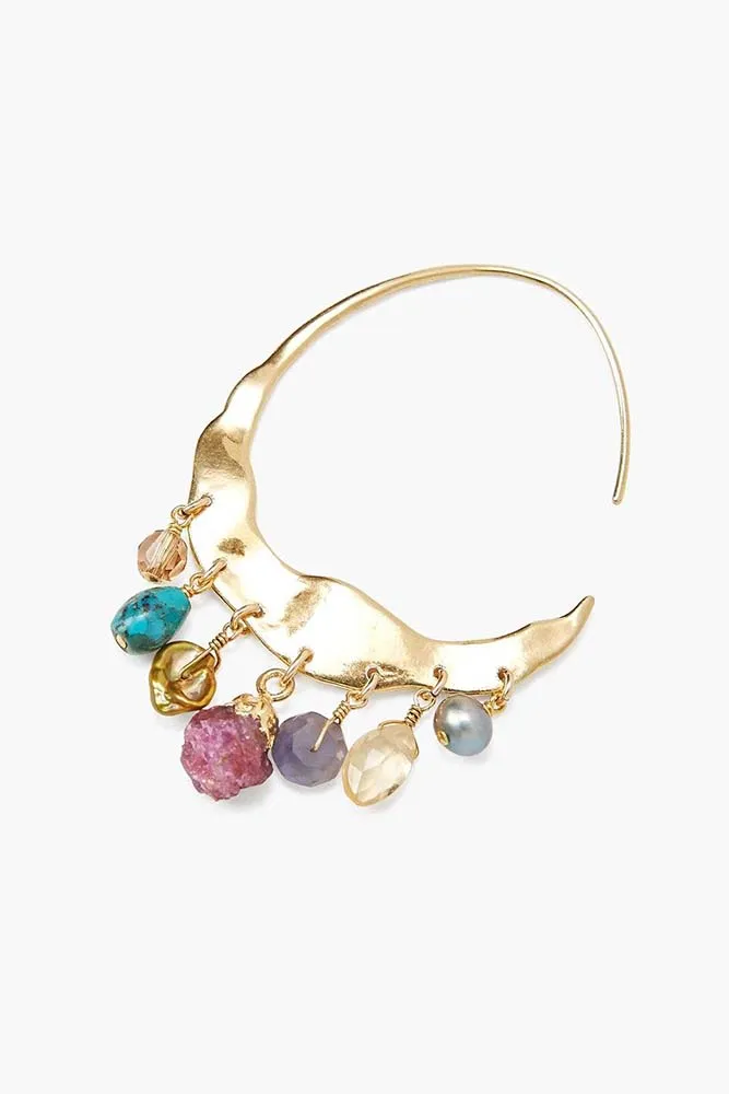 Chan Luu Crescent Multi Mix Gold Hoop Earrings