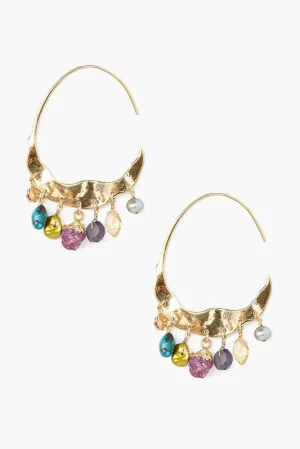 Chan Luu Crescent Multi Mix Gold Hoop Earrings