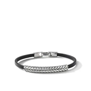 Chevron ID Black Leather Bracelet