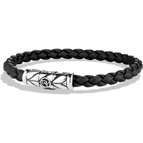 Chevron Woven Rubber Bracelet in Black