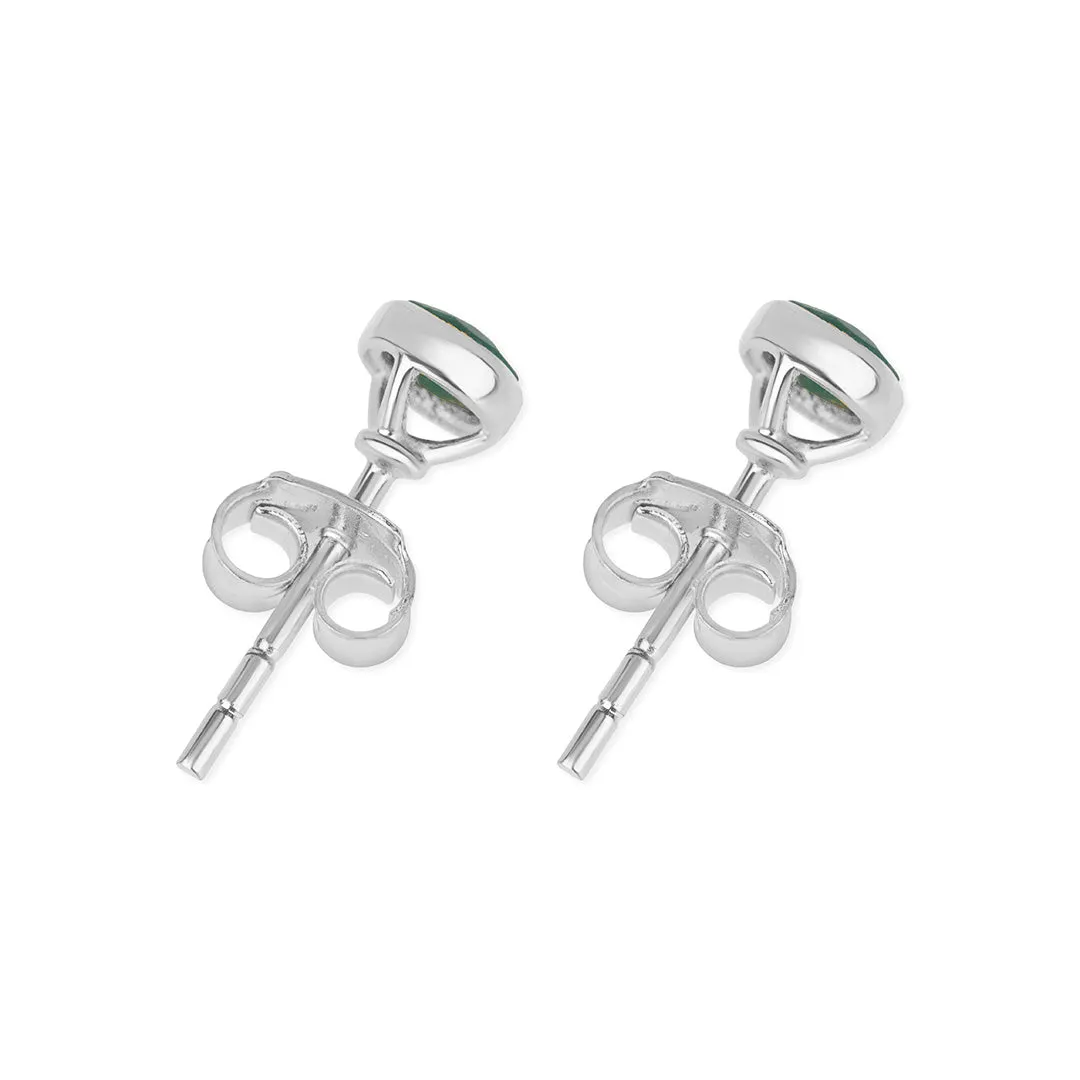 Chrysoprase Mini Stud Earrings | Silver | May