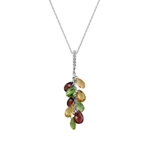 Citrine, Garnet, Peridot Dangle Pendant in Sterling Silver