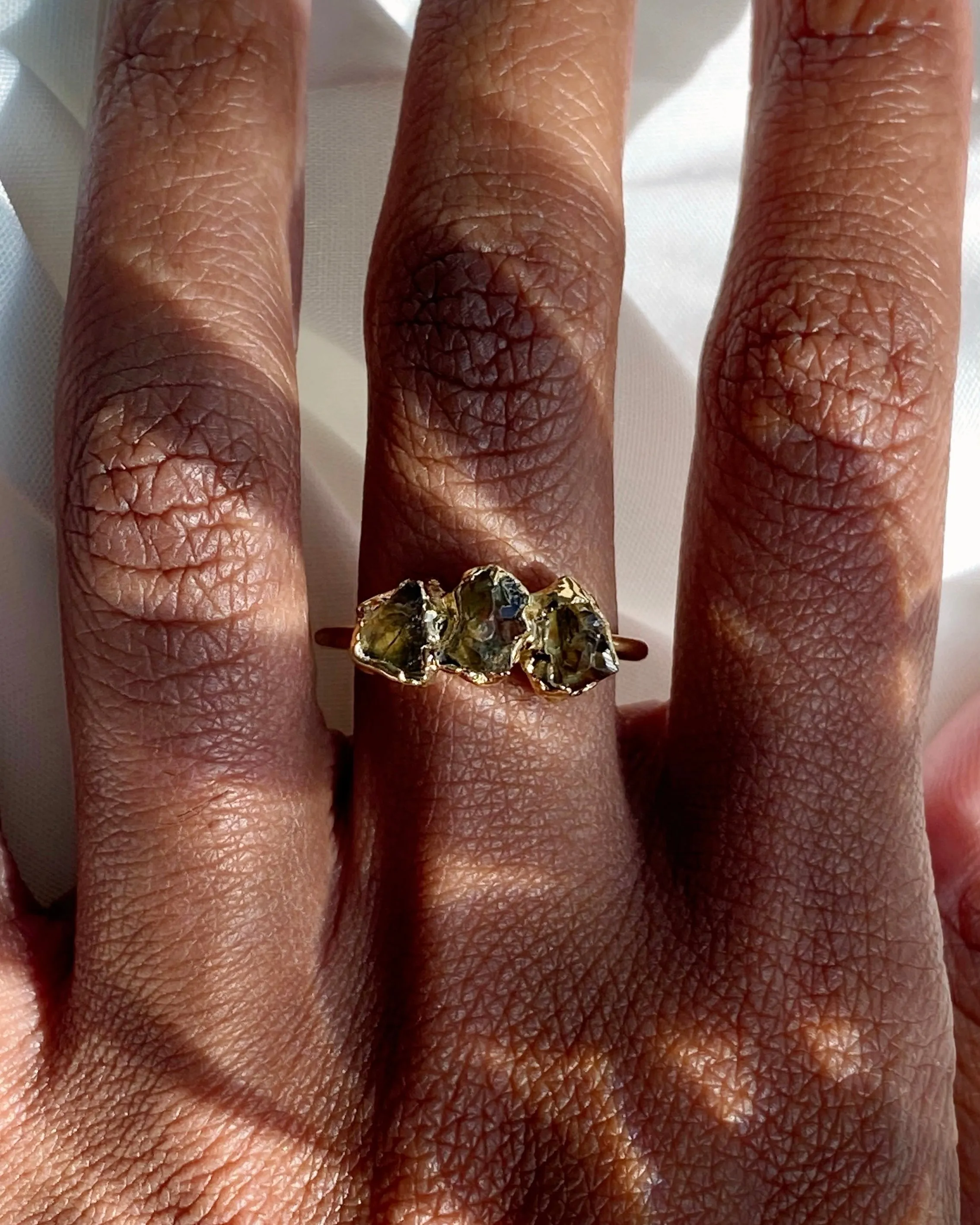 Citrine Raw Tri-Stone Ring