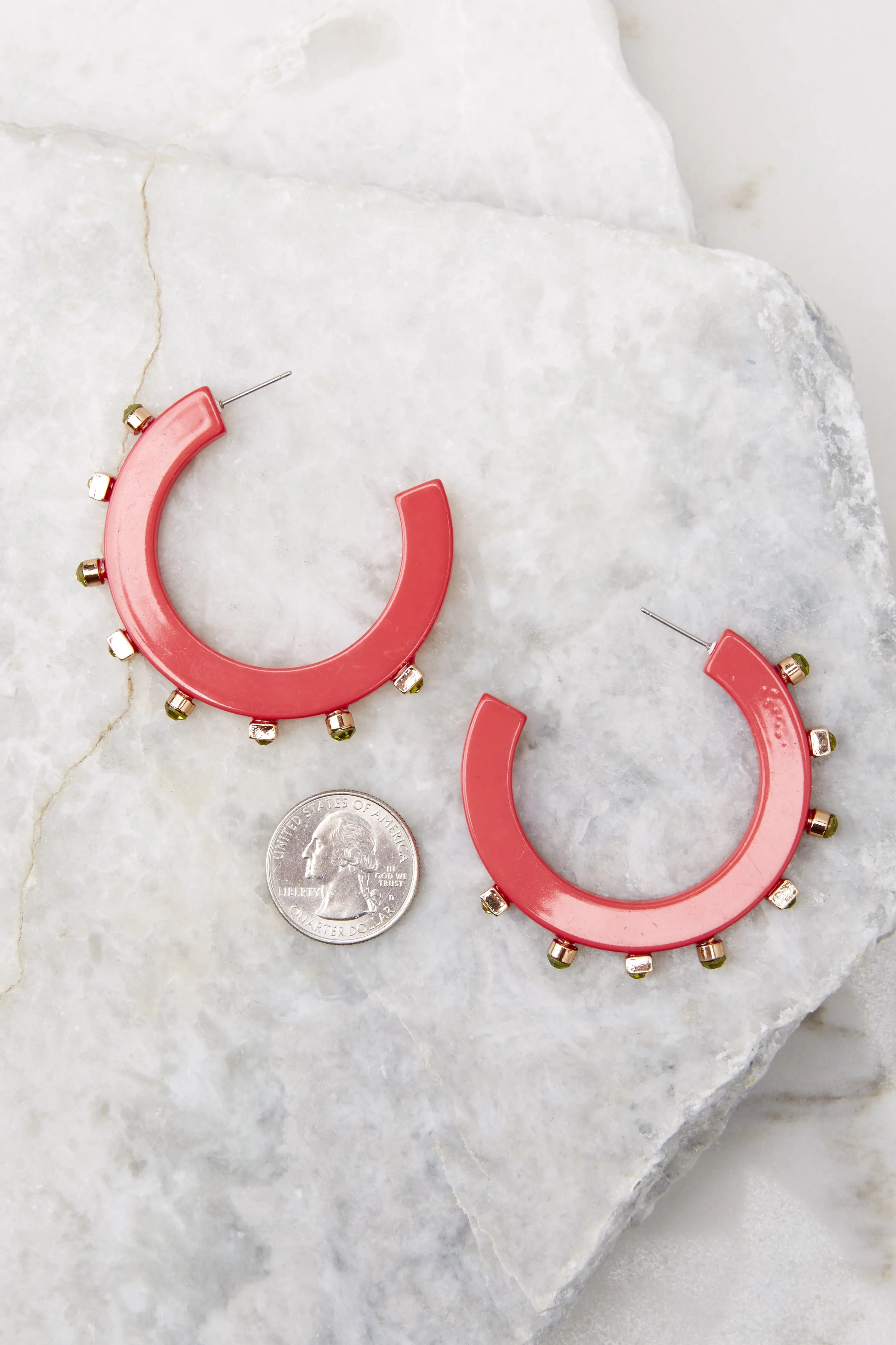 City Girl Pink Lemonade Jewel Hoop Earrings