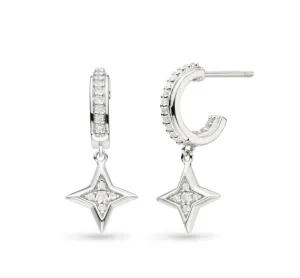 CLEARANCE - Kit Heath Silver Celestial Drop CZ Hoop Earrings (SI1241)