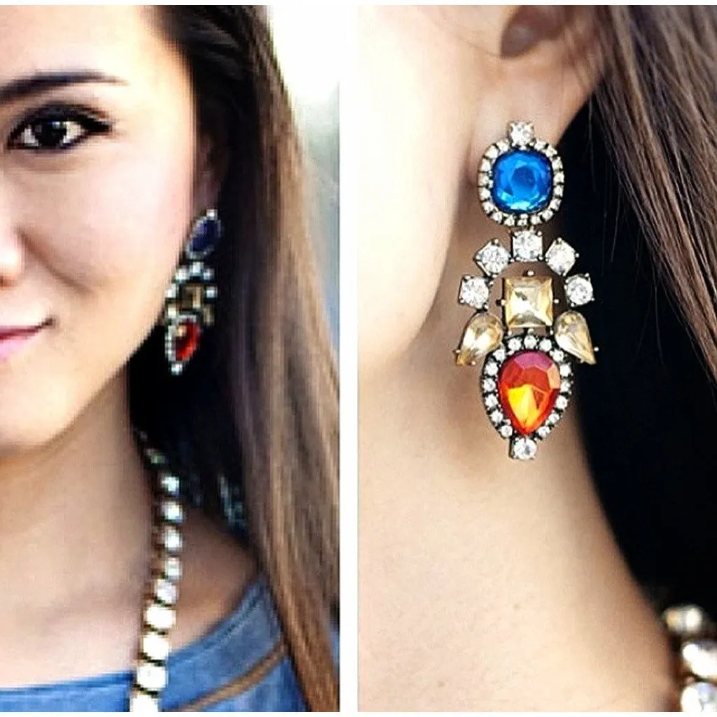 Cobalt Aztec Drop Earrings