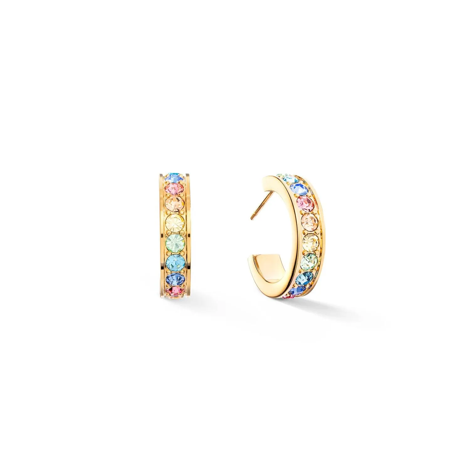 Coeur De Lion 20mm Crystals Hoop Earrings - Gold & Multicolour