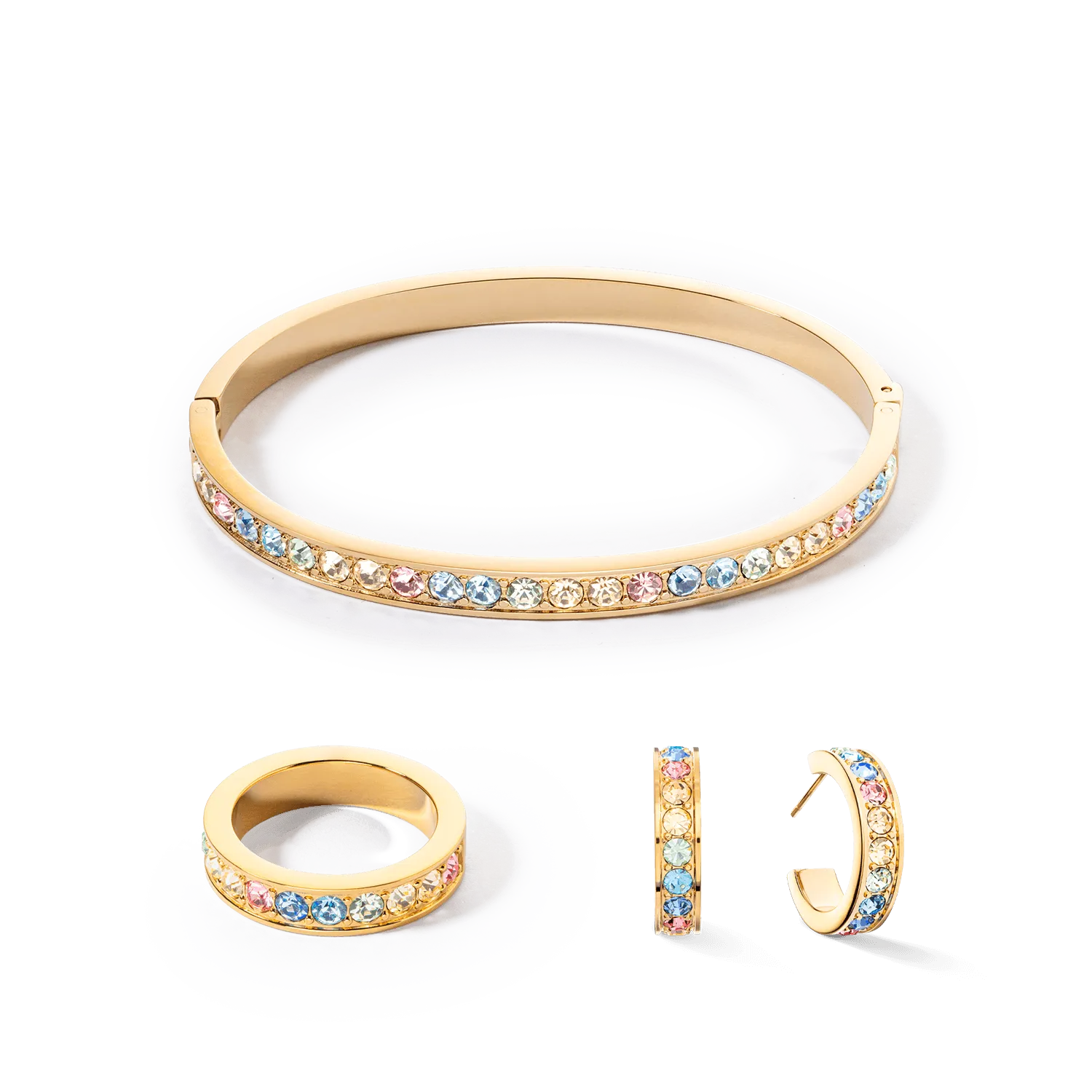 Coeur De Lion 20mm Crystals Hoop Earrings - Gold & Multicolour