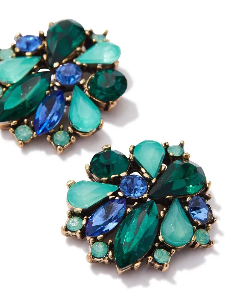 Cosette Emerald Gem Cluster Earrings