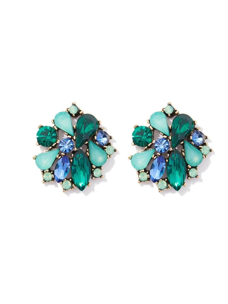 Cosette Emerald Gem Cluster Earrings