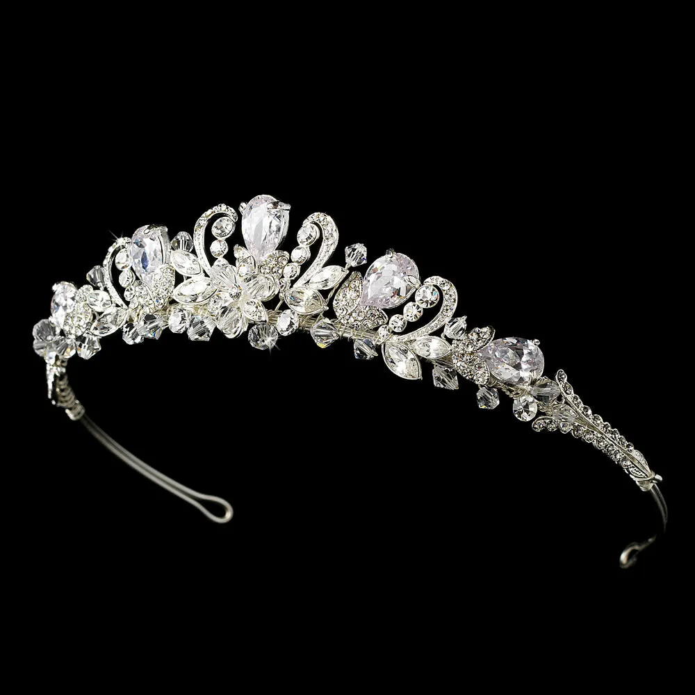 Cubic Zirconia Teardrop Bridal Tiara