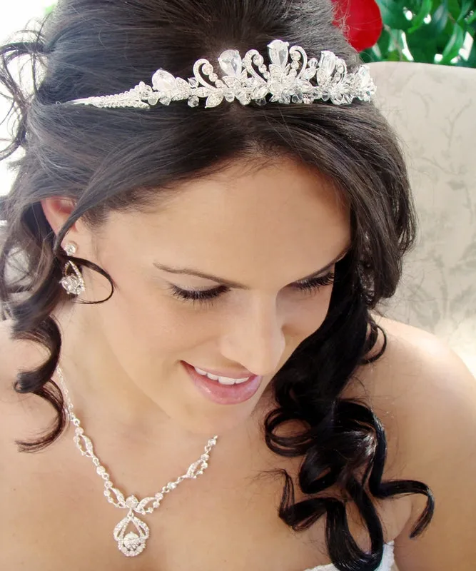 Cubic Zirconia Teardrop Bridal Tiara