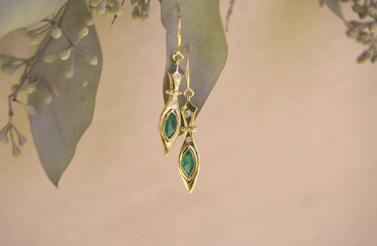 Dagger Emerald Drop Earrings