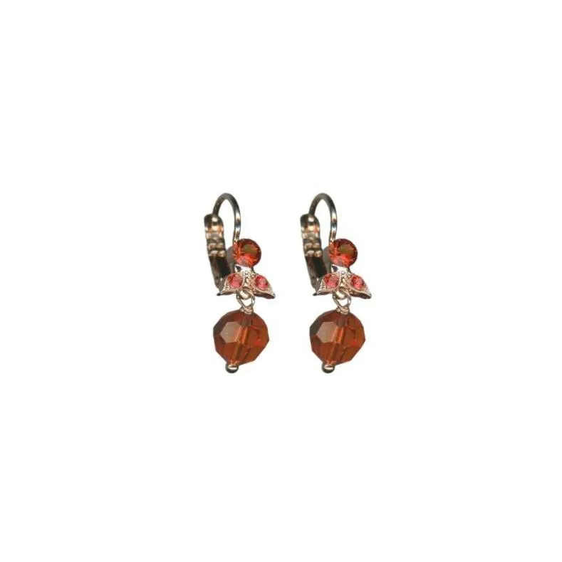 Dangle Ivy Leaf Leverback Earrings in "Pumpkin Spice" - Rose Gold