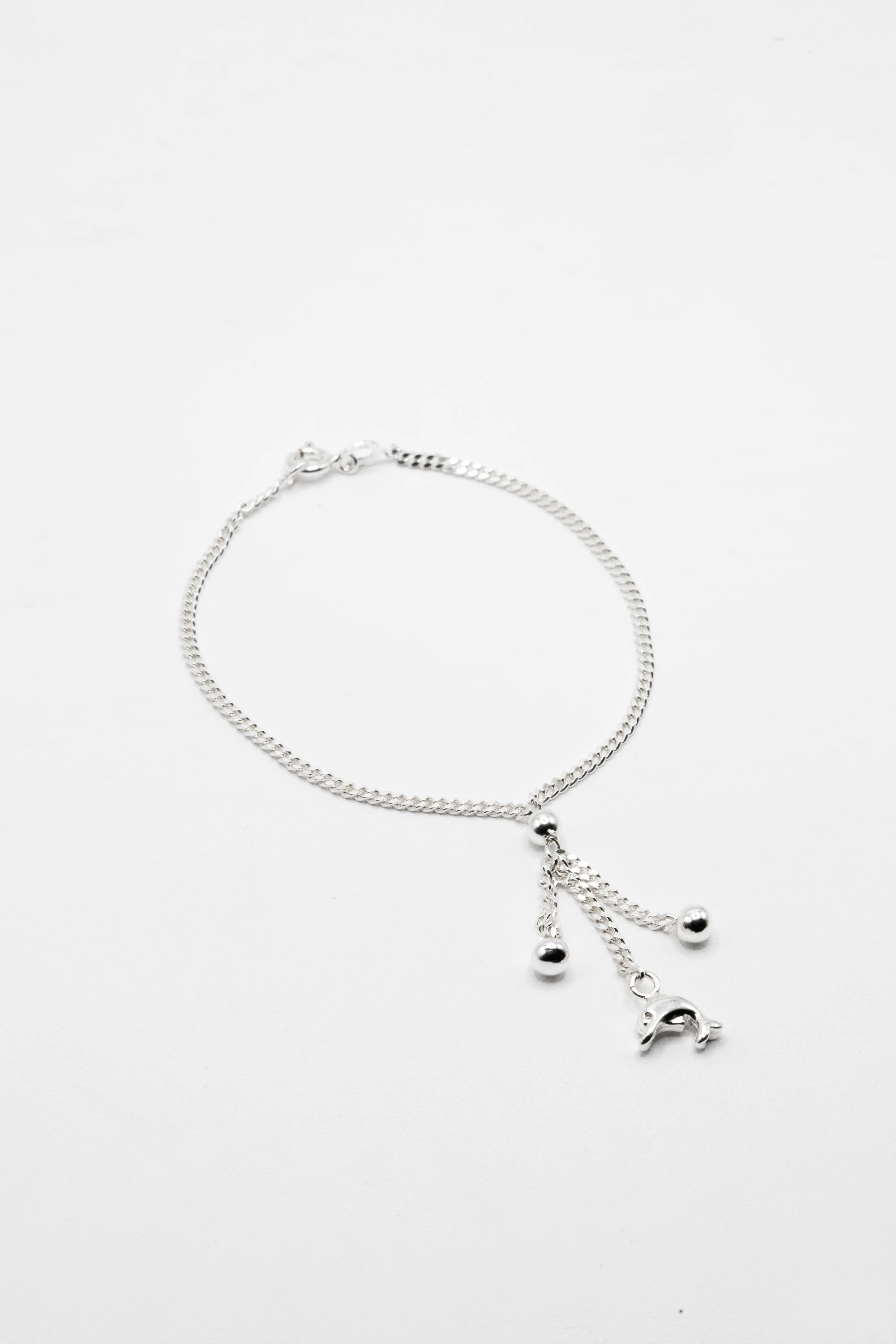 Dangling Dolphine 925 Sterling Silver Charm Bracelet