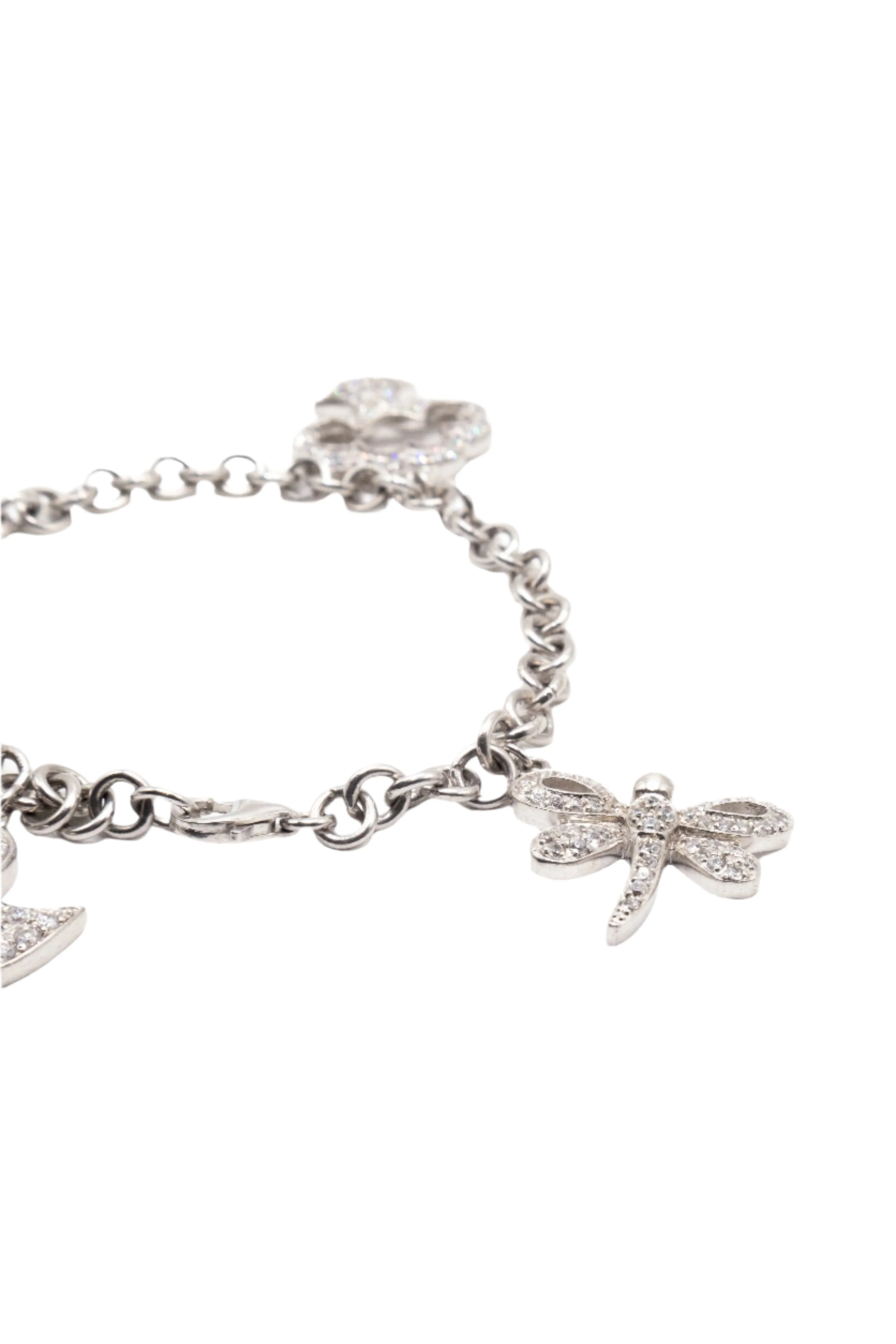 Dangling  Tree, Bee and Duck 925 Sterling Silver Charm Bracelet