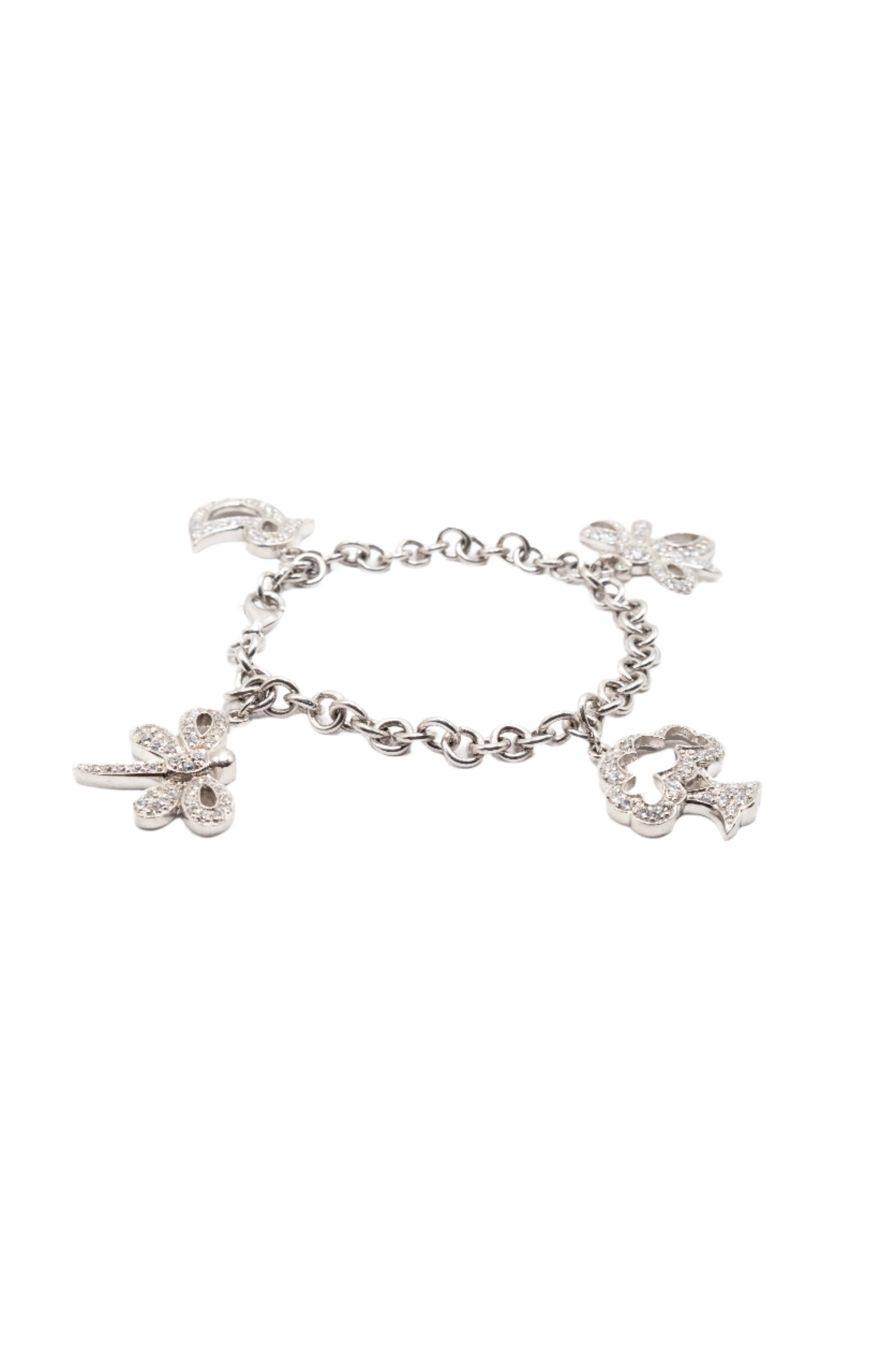 Dangling  Tree, Bee and Duck 925 Sterling Silver Charm Bracelet