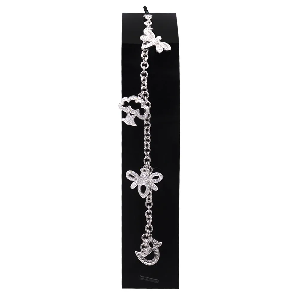 Dangling  Tree, Bee and Duck 925 Sterling Silver Charm Bracelet