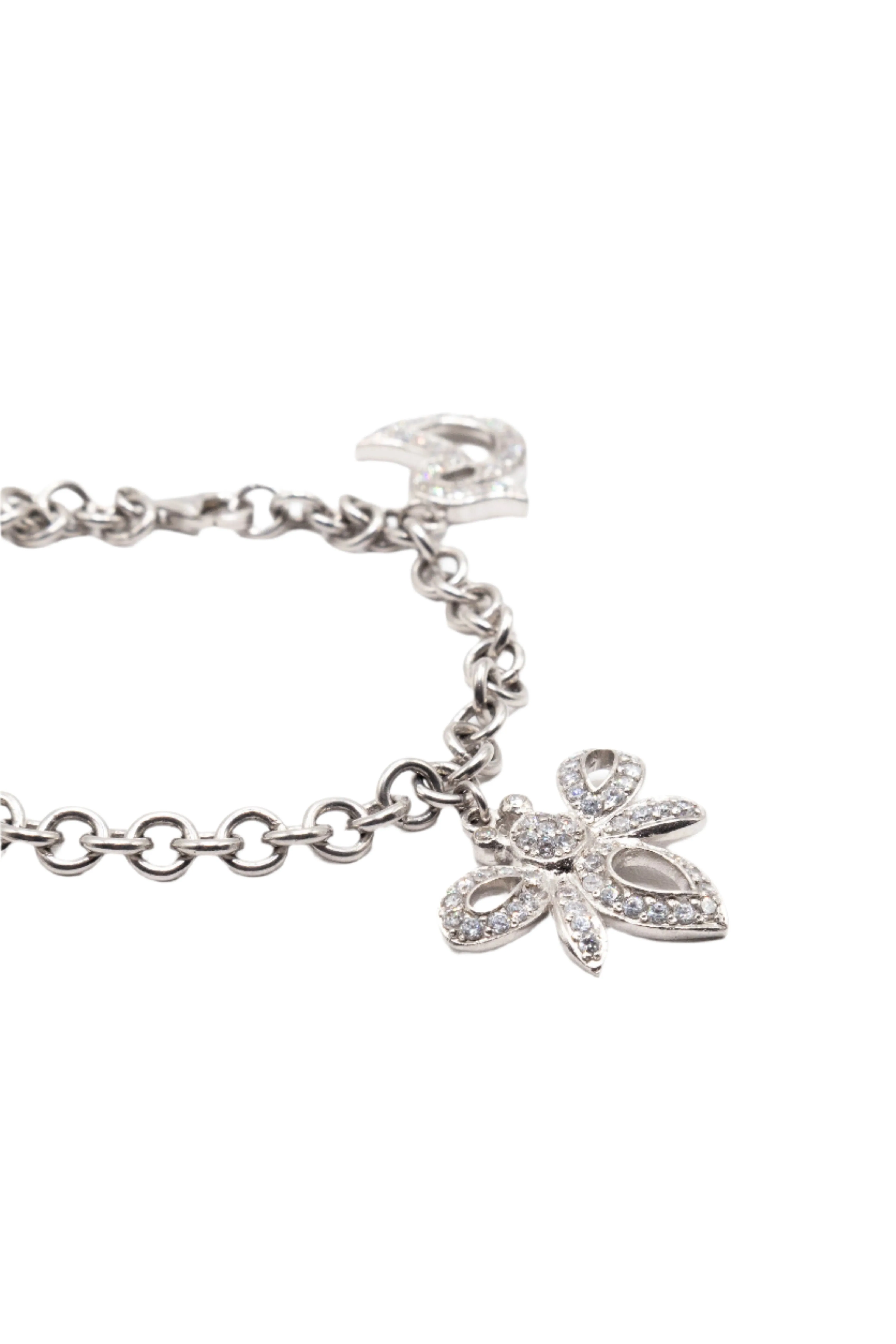 Dangling  Tree, Bee and Duck 925 Sterling Silver Charm Bracelet