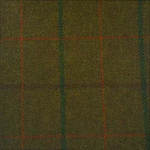 Dark Green With Brown, Green And Orange Check Country Tweed Jacketing