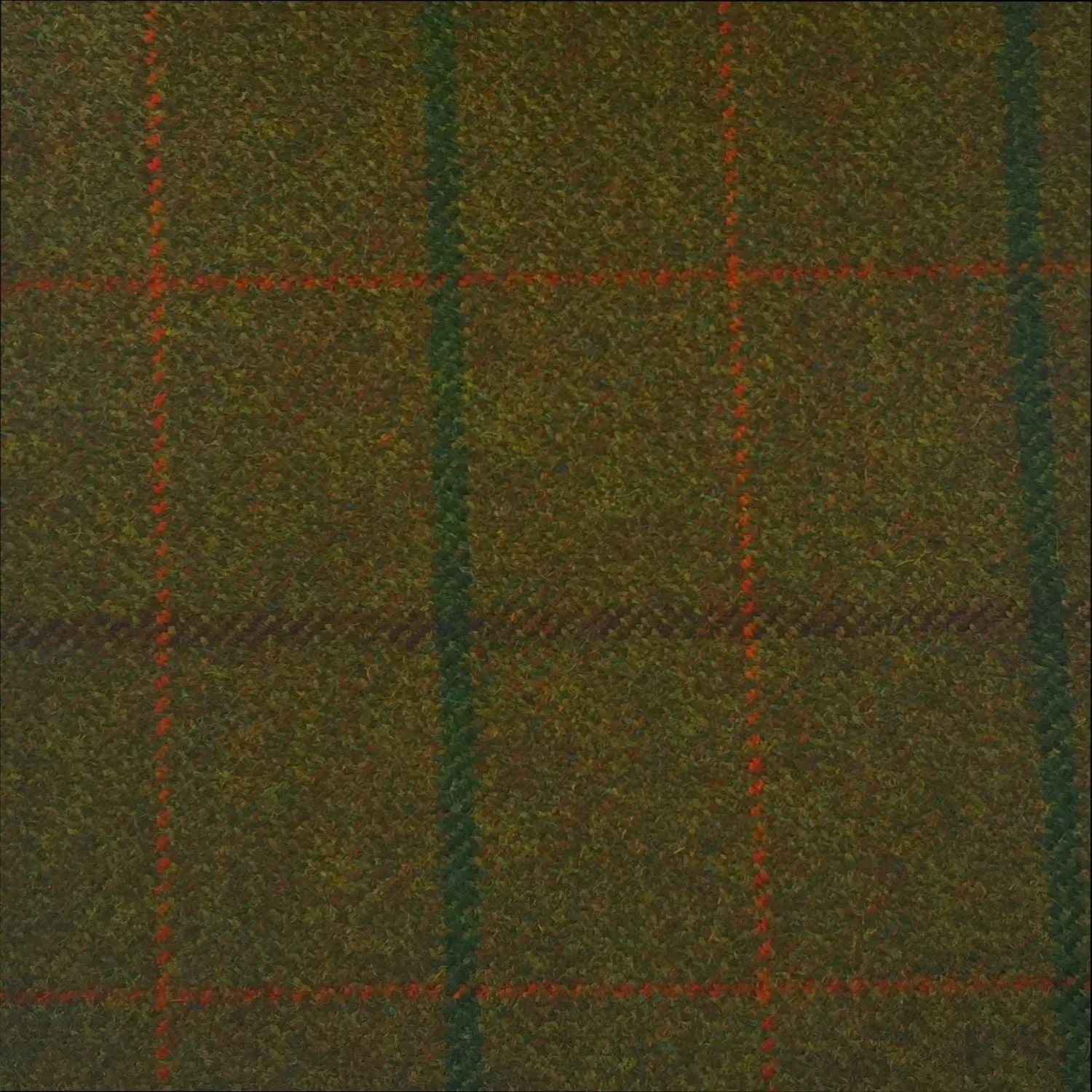 Dark Green With Brown, Green And Orange Check Country Tweed Jacketing