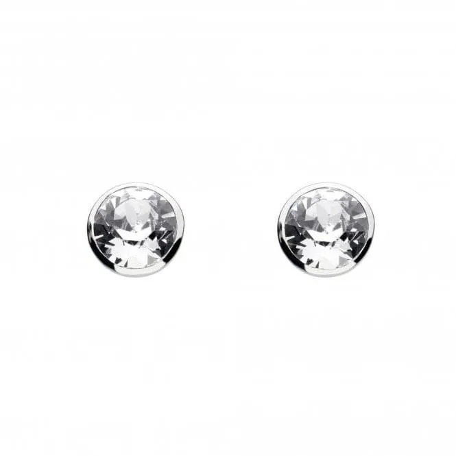 Dew Sterling Silver Medium Round Cubic Zirconia Stud earrings 3039CZ