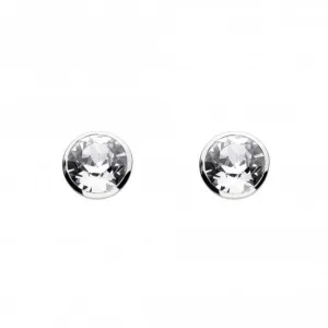 Dew Sterling Silver Medium Round Cubic Zirconia Stud earrings 3039CZ