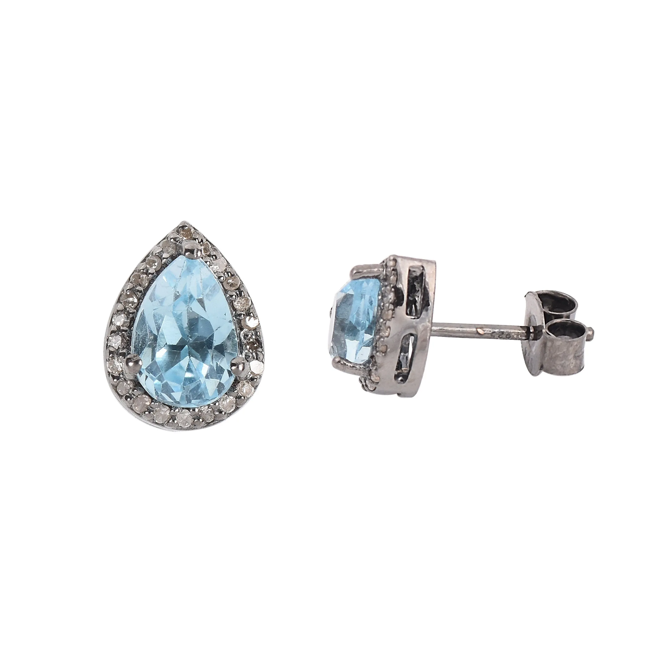 Diamond & Blue Topaz Earrings