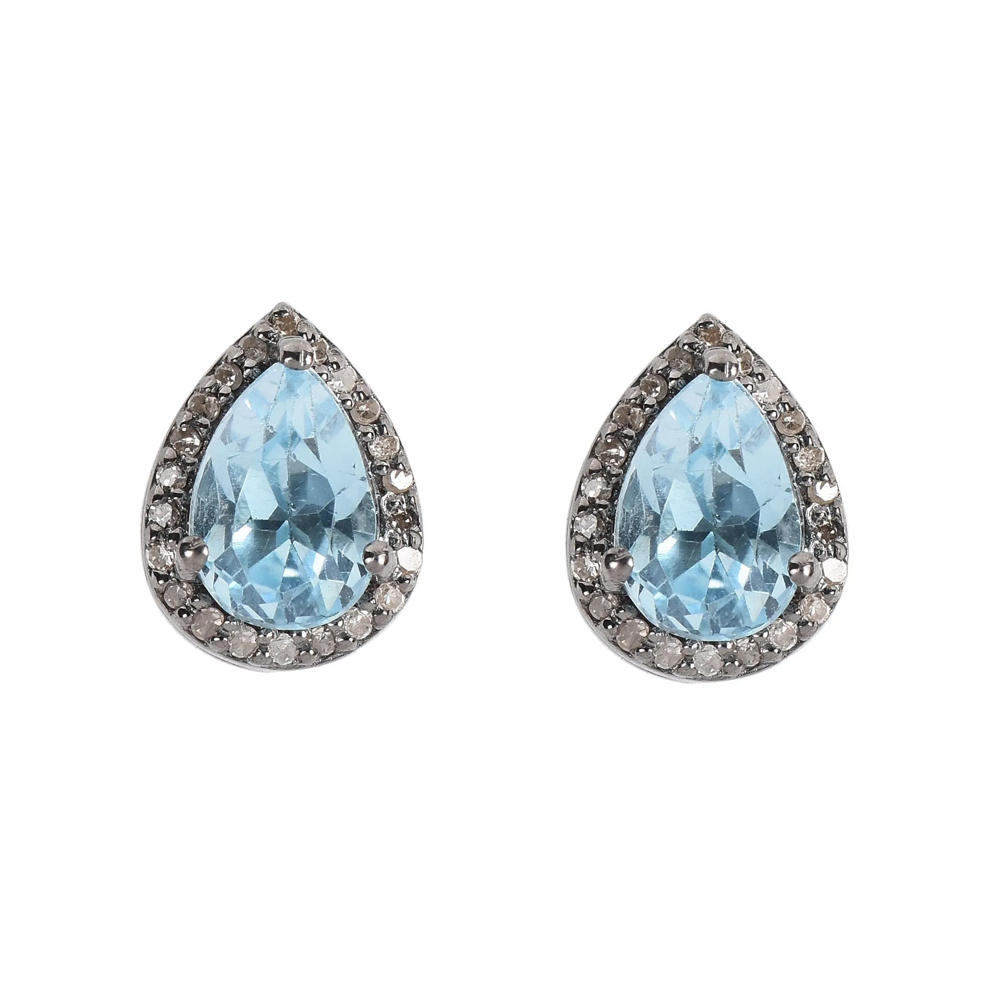 Diamond & Blue Topaz Earrings