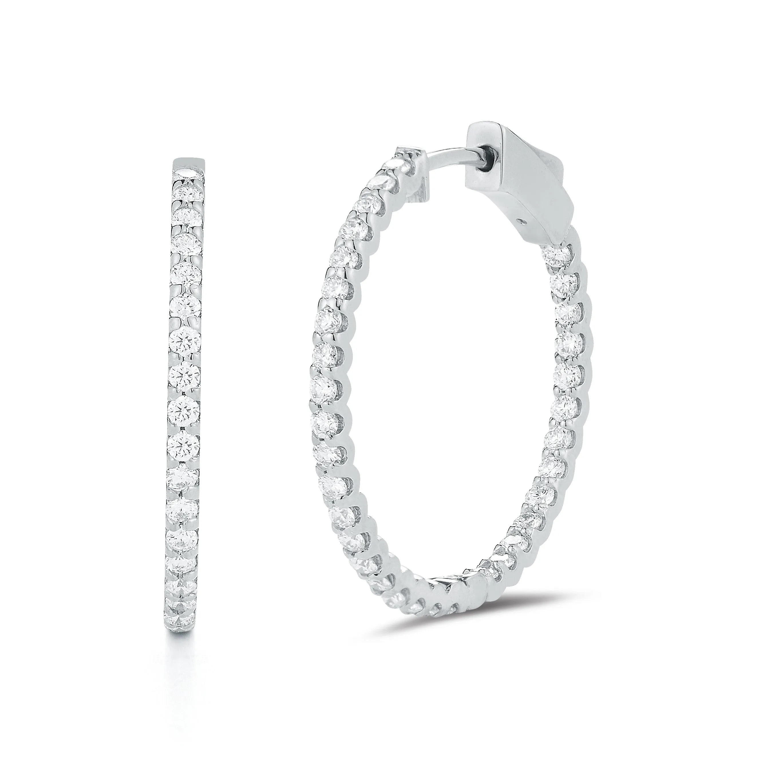 Diamond Hoop Earrings 1 inch size