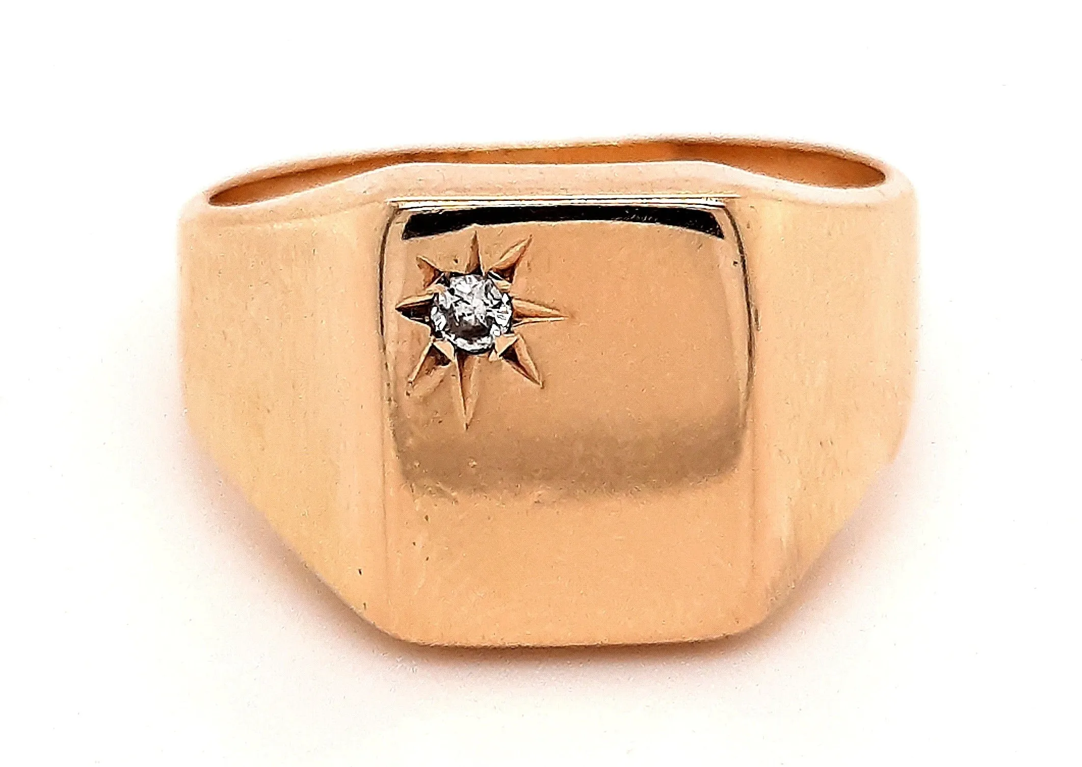 Diamond Yellow Gold Signet Ring