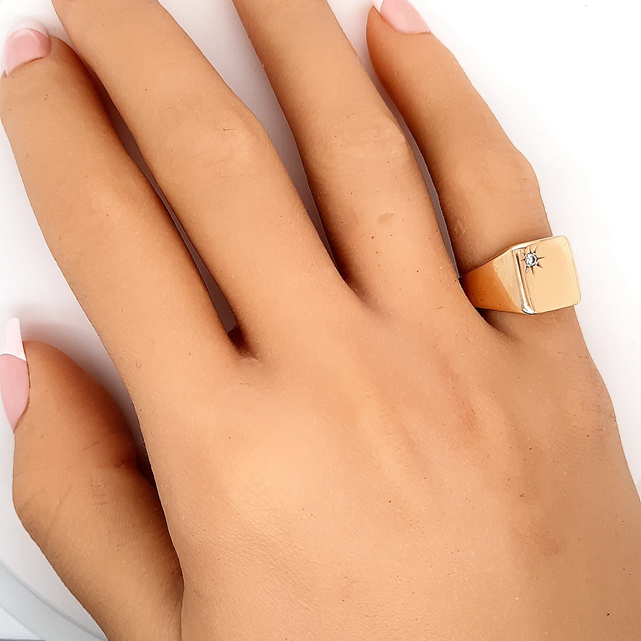 Diamond Yellow Gold Signet Ring