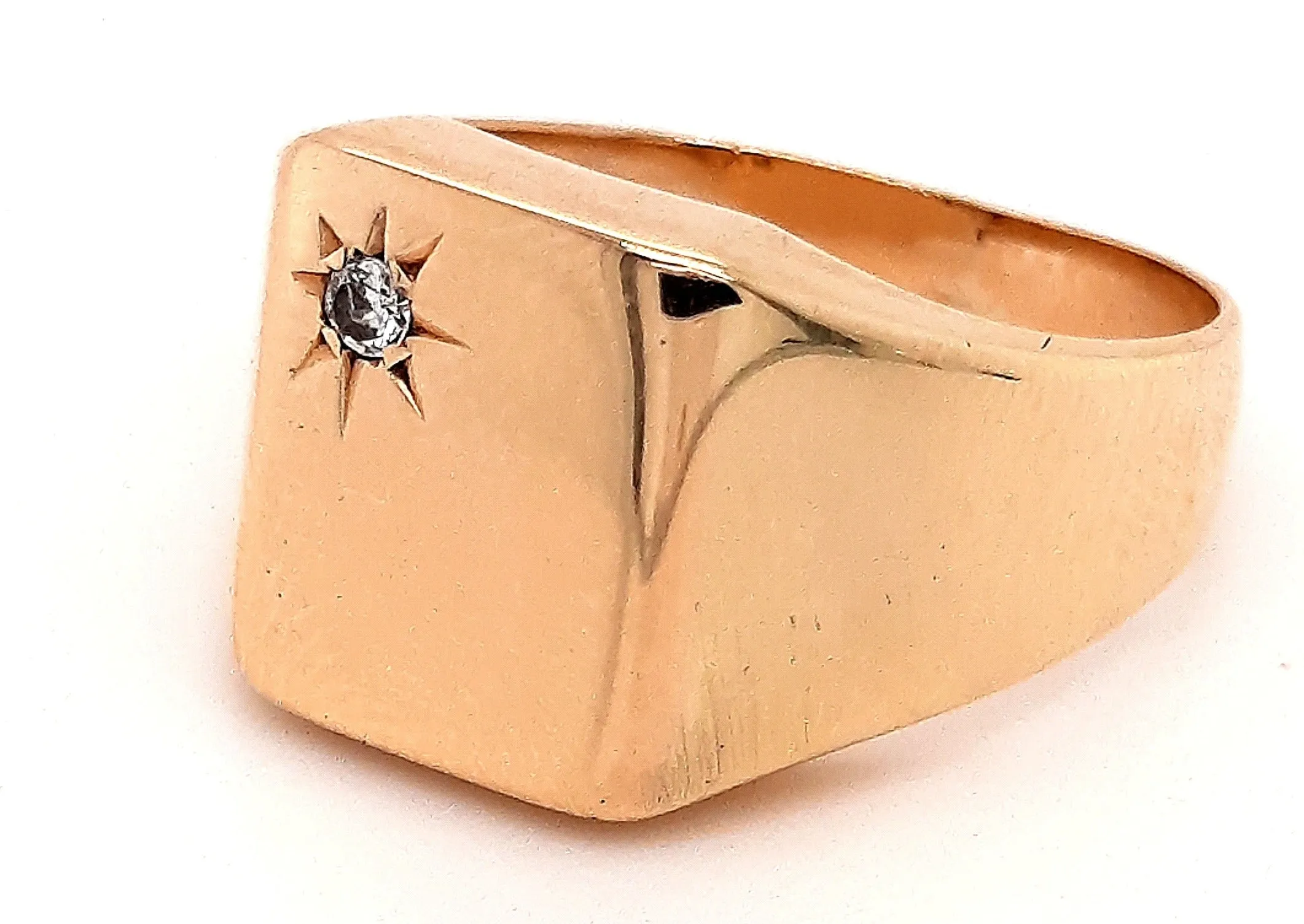 Diamond Yellow Gold Signet Ring