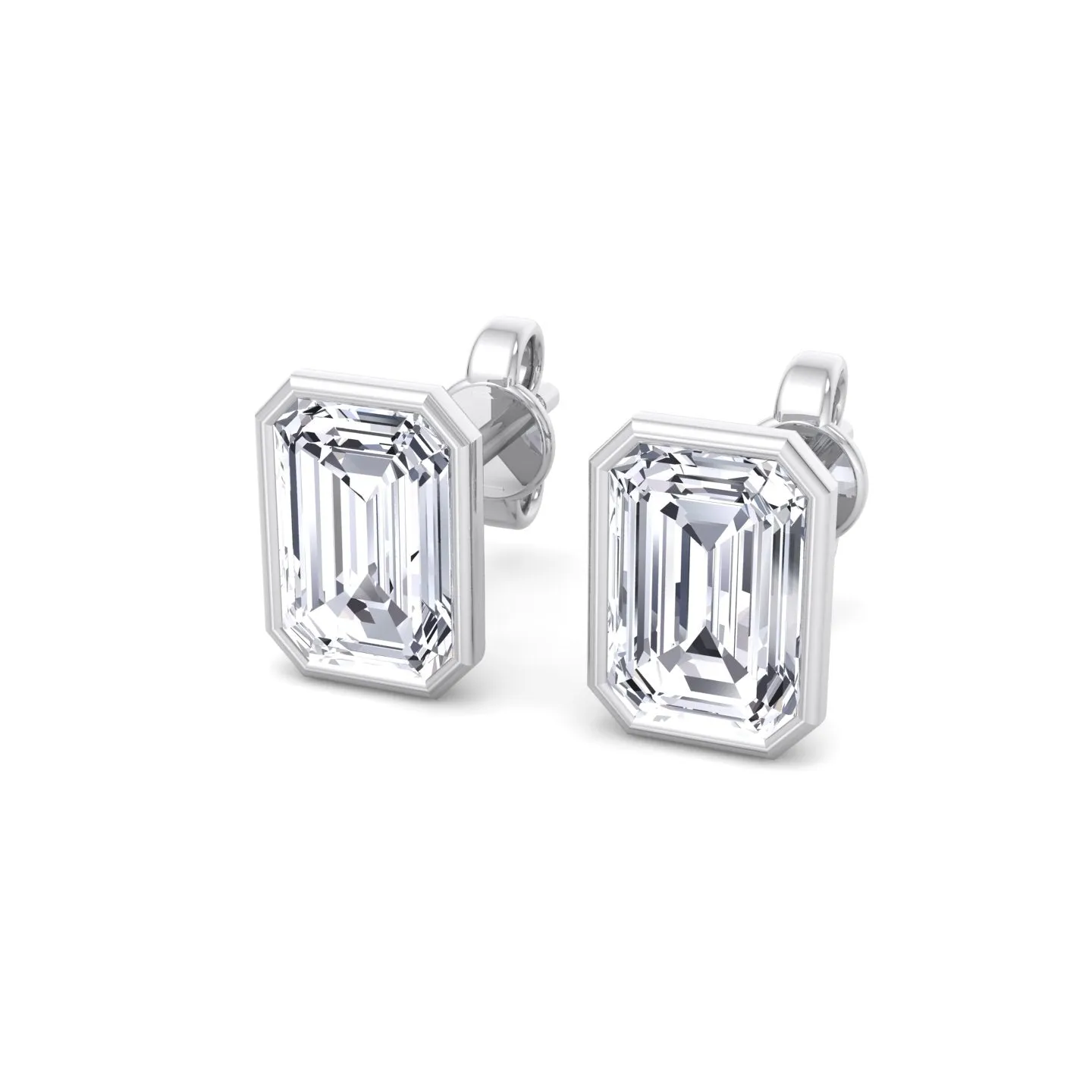 Doran - Bezel Set Emerald Shape Studs