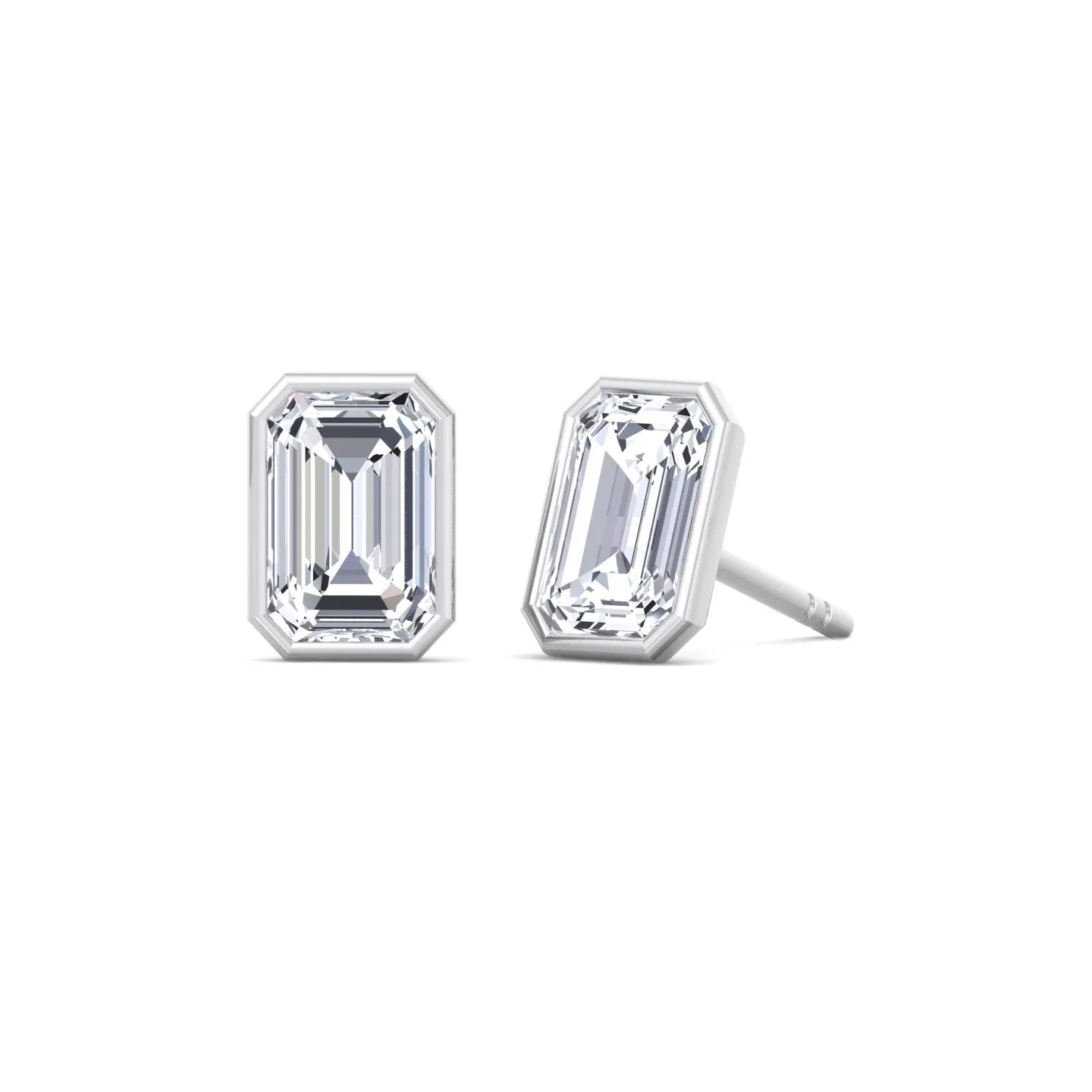 Doran - Bezel Set Emerald Shape Studs