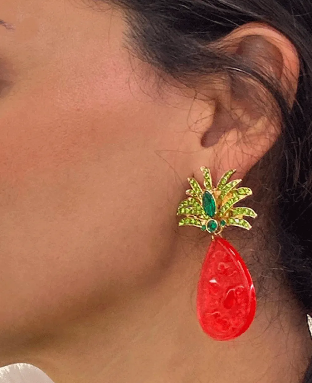 EARRINGS "DONNA SOL" RED/GREEN