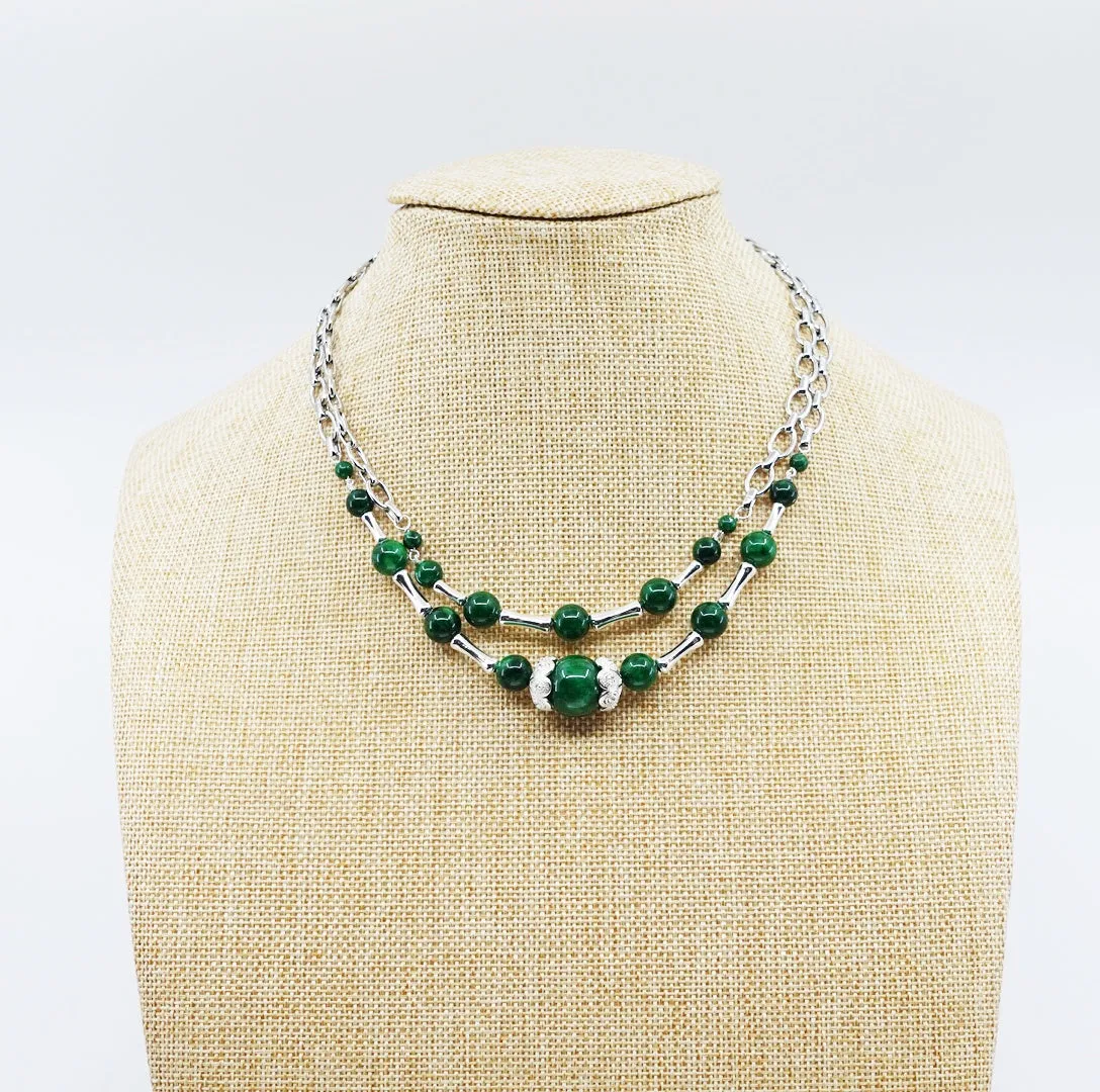 Elf Forest Jadeite Statement Necklace Set