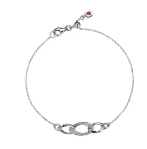 ELLE Silver Oval CZ Link Bolo Bracelet (SI3490)