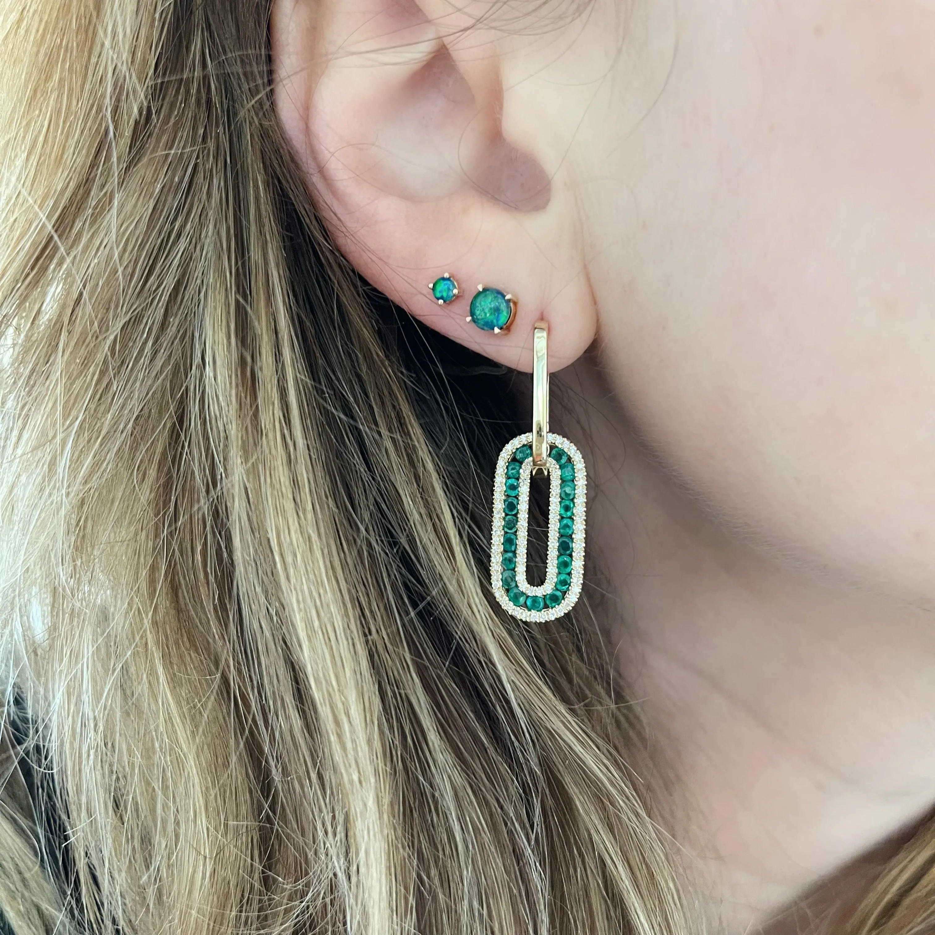 Emerald & Diamond Deco Drop Earrings