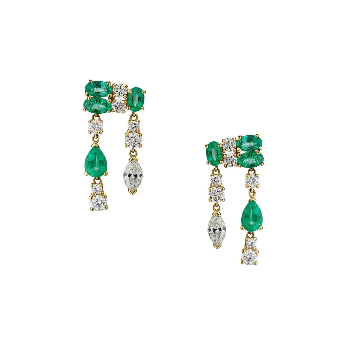 EMERALD & DIAMOND DROP EARRING