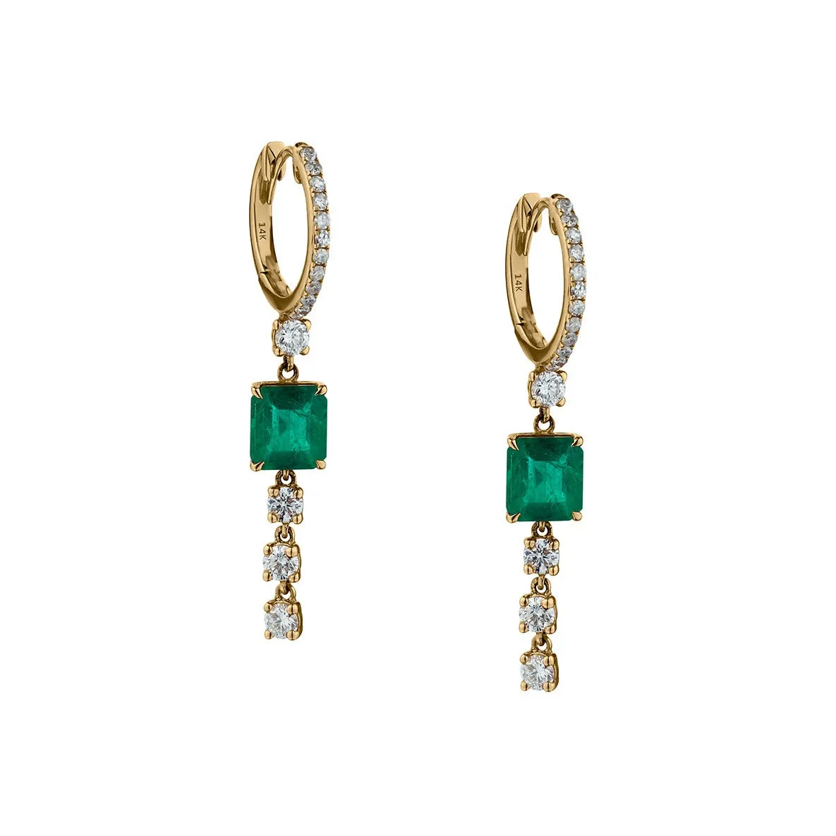 EMERALD & DIAMOND DROP EARRINGS