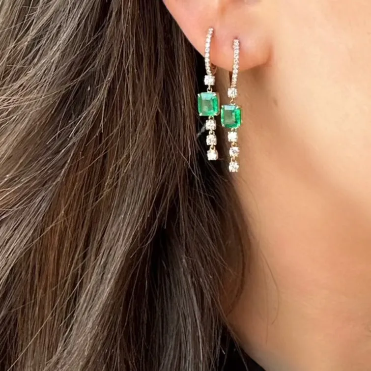 EMERALD & DIAMOND DROP EARRINGS