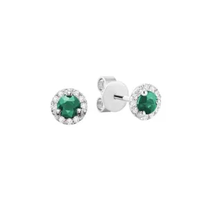 Emerald & Diamond Halo Earrings