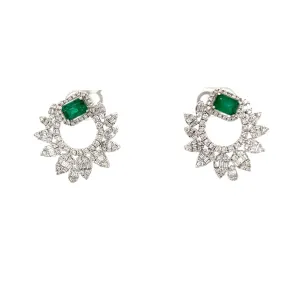 Emerald and Diamond Spiral Statement Earrings