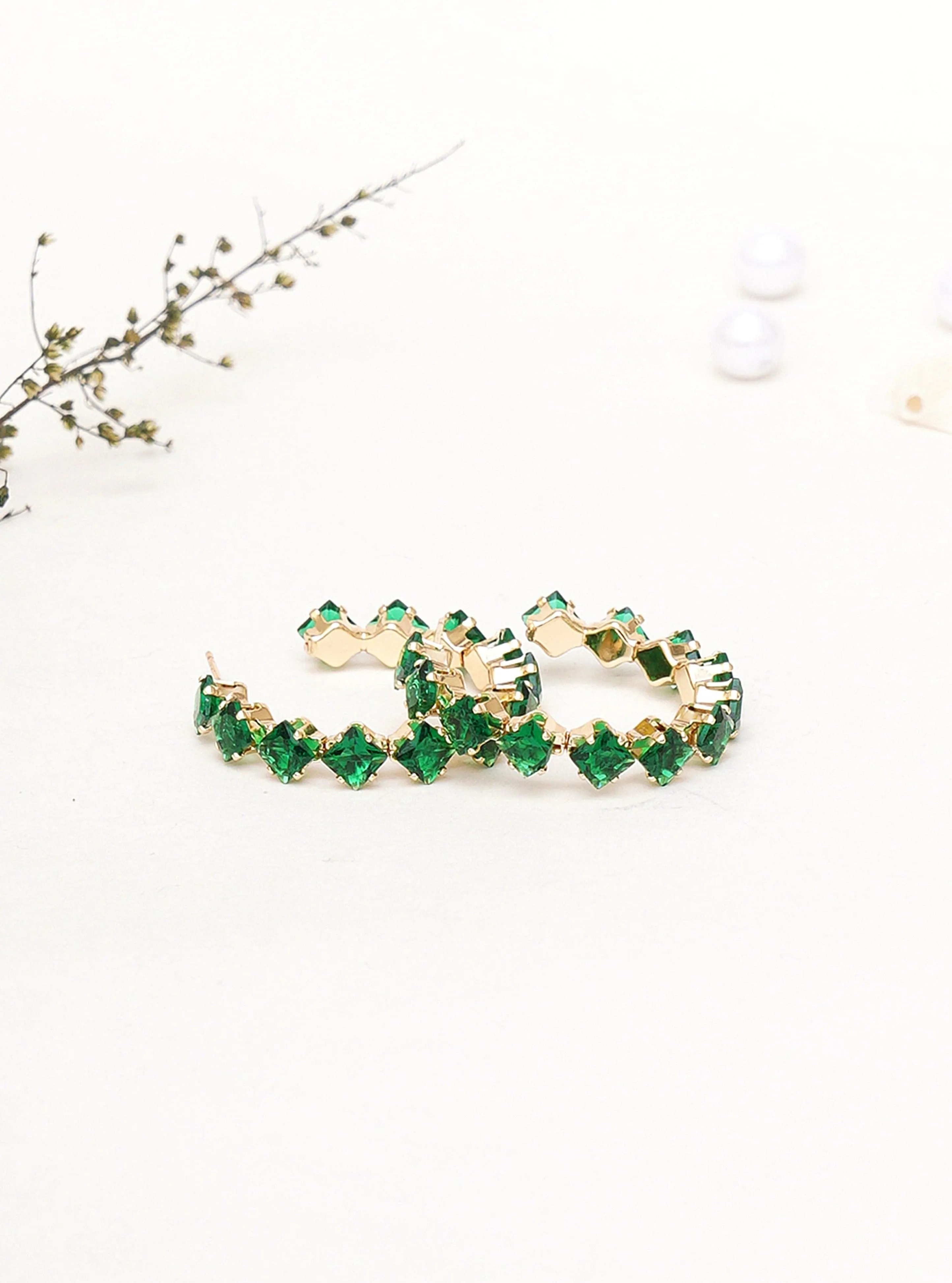 Emerald Large Hoop Earrings