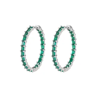 Emerald Stone Hoop Earrings