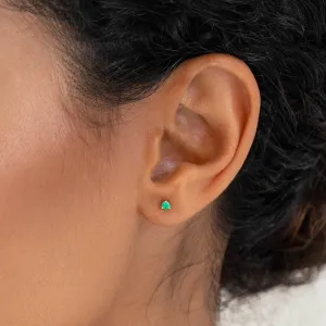 Emerald Stud Earrings 14k Gold - Valentina