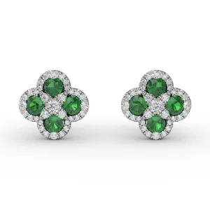 Endless Bliss Emerald and Diamond Cluster Studs