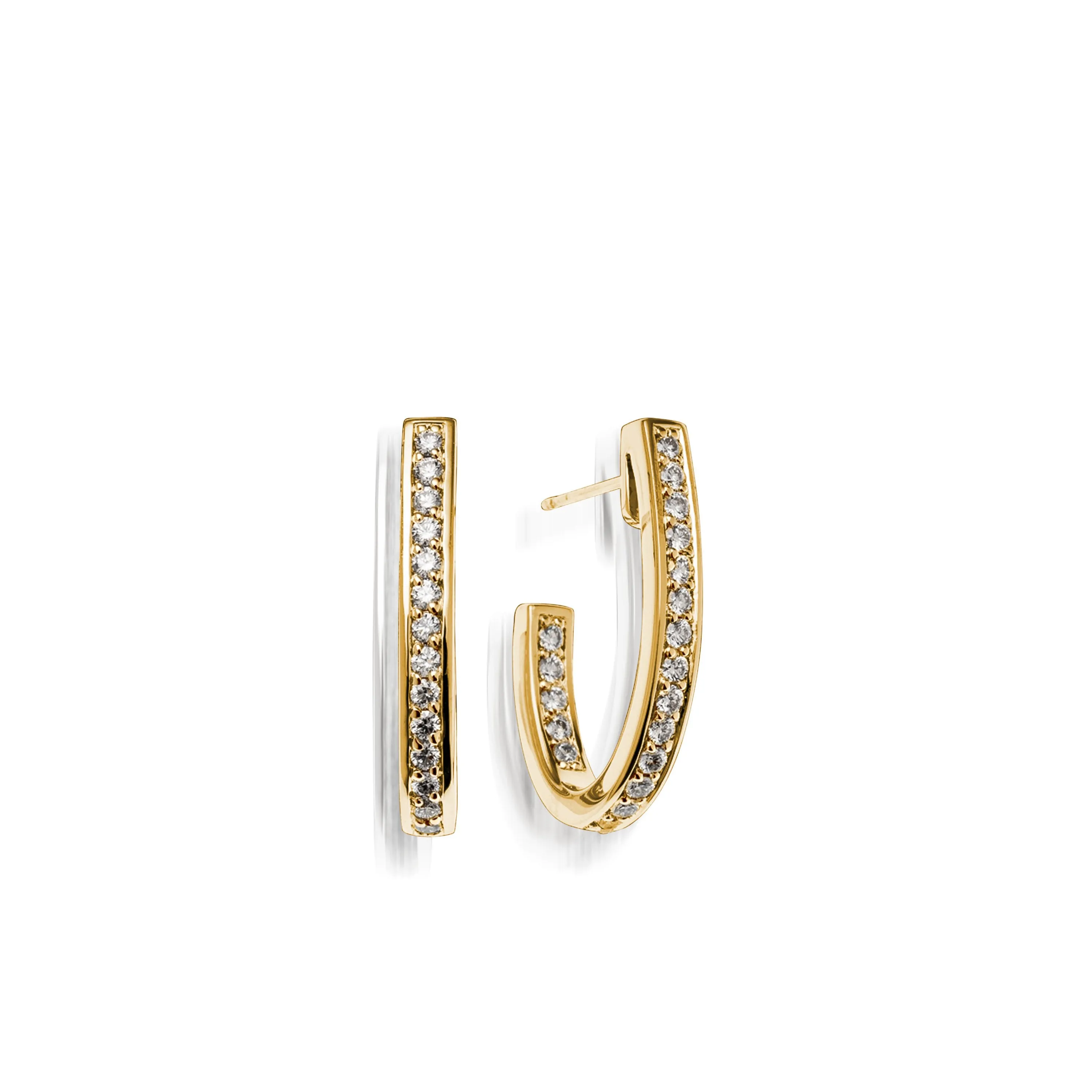 Essence Pave Diamond J-Hoop Earrings